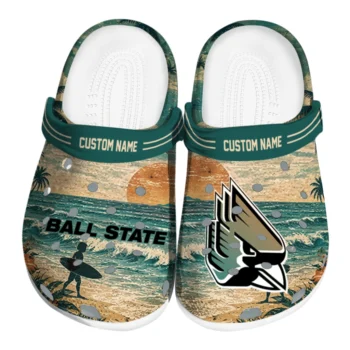 Ball State Cardinals Clogs - Customized Wave Scene Fir Green