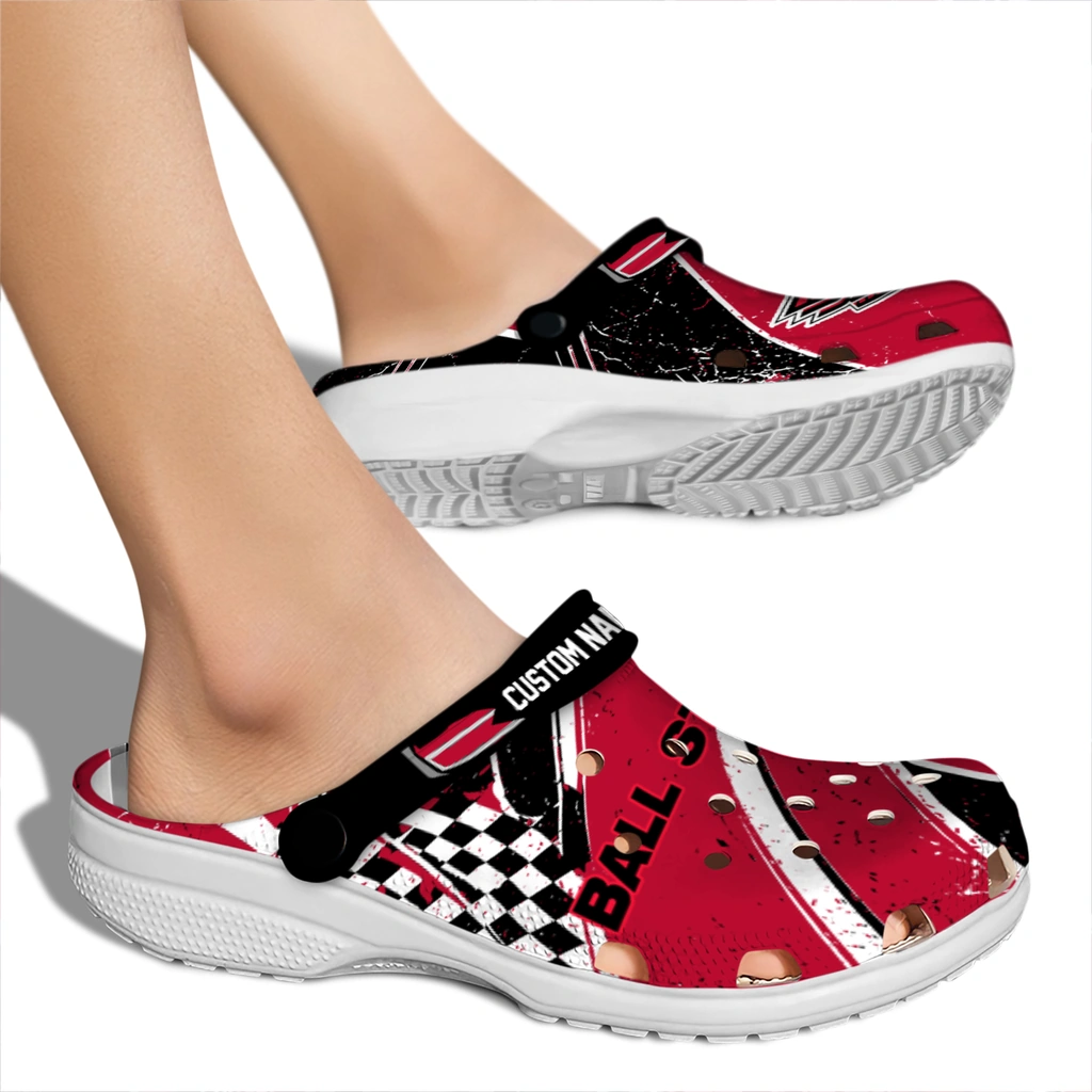 ball-state-cardinals-clog-personalized-checkered-streaks-red-black-fashion-forward.webp