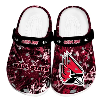 Ball State Cardinals Clogs - Personalized Graffiti Burst Red Black