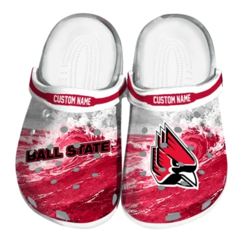 Ball State Cardinals Clogs - Personalized Wave Swirl Red White