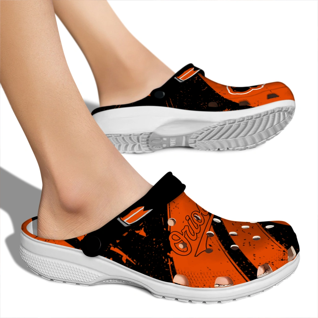 baltimore-orioles-clog-custom-checkered-streaks-orange-black-fashion-forward.webp