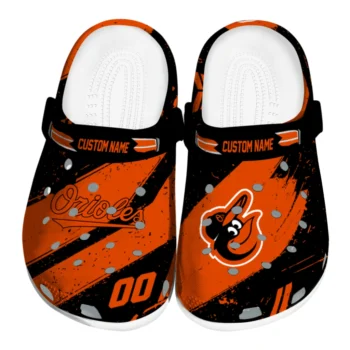 Baltimore Orioles Clogs - Customized Circuit Geometry Orange Black