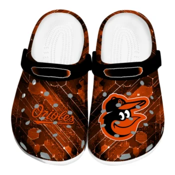 Baltimore Orioles Clogs - Customized Circuit Geometry Orange Black