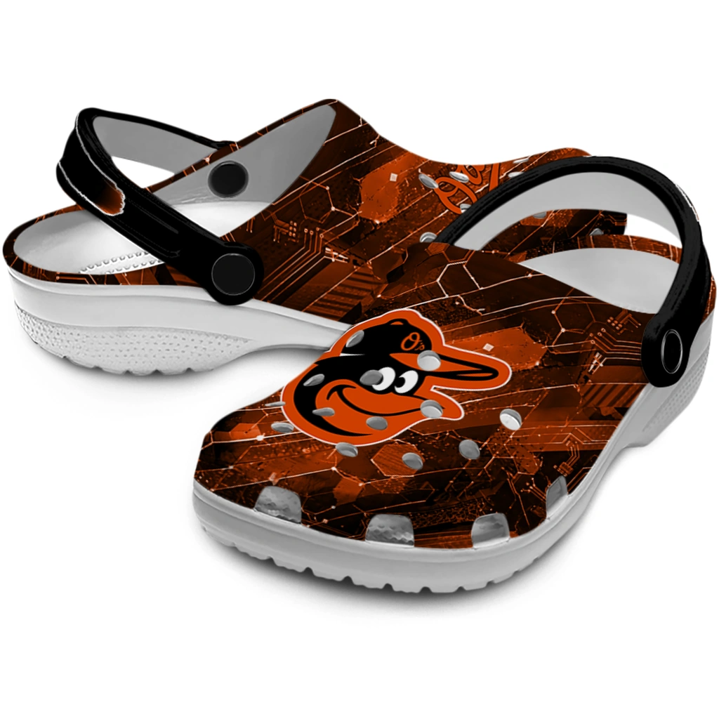 baltimore-orioles-clog-customized-circuit-geometry-orange-black-high-quality.webp