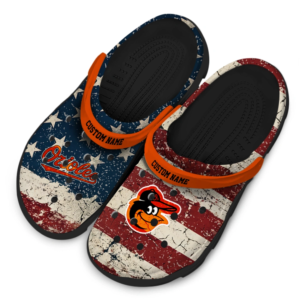 baltimore-orioles-clog-customized-distressed-stripes-orange-red-blue-latest-model.webp