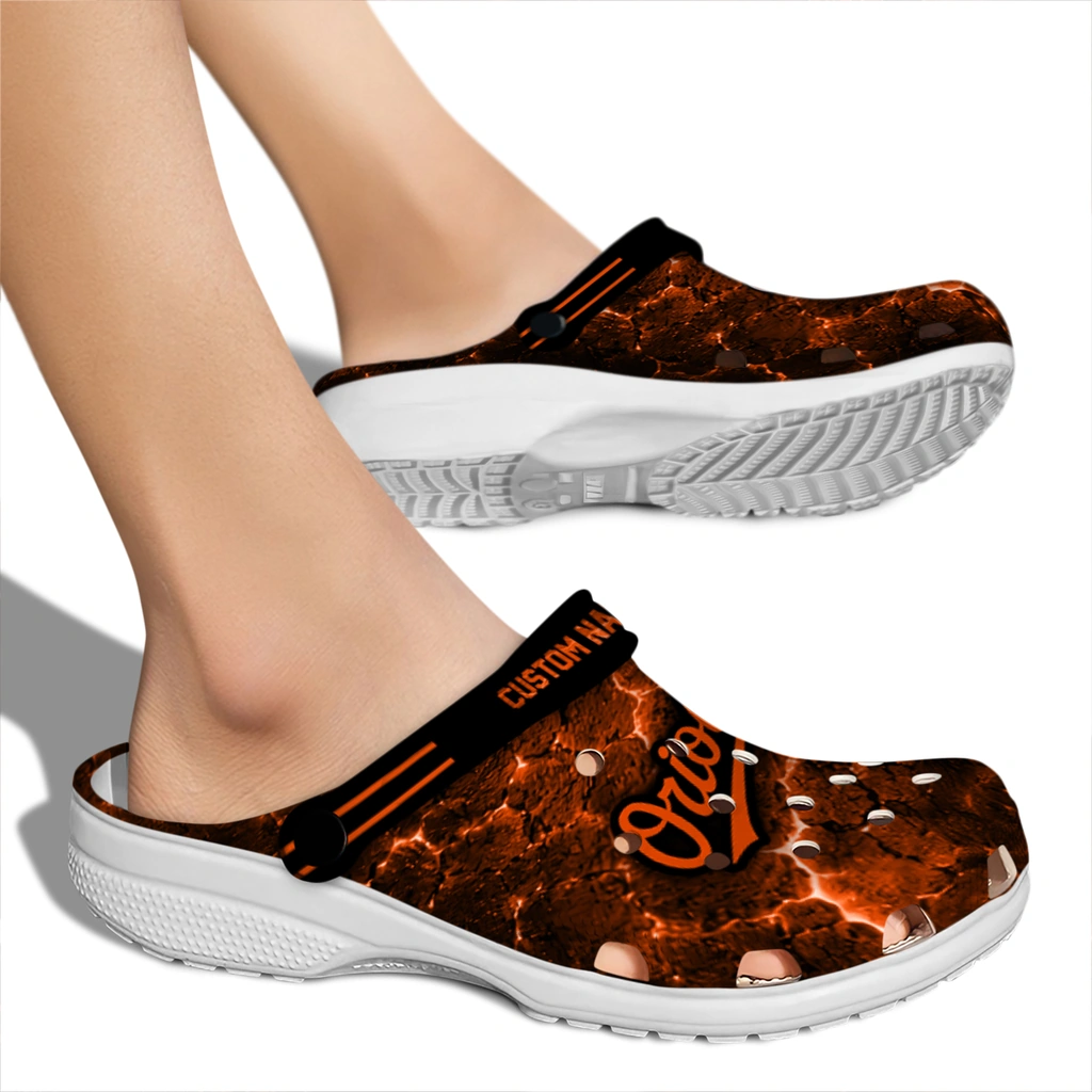 baltimore-orioles-clog-personalized-cracked-energy-orange-black-fashion-forward.webp