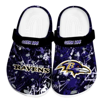 Baltimore Ravens Clogs - Custom Graffiti Burst Purple Black