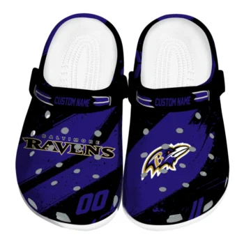 Baltimore Ravens Clogs - Custom Checkered Streaks Purple Black