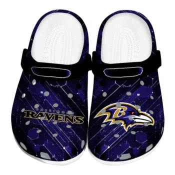 Baltimore Ravens Clogs - Customized Circuit Geometry Purple Black