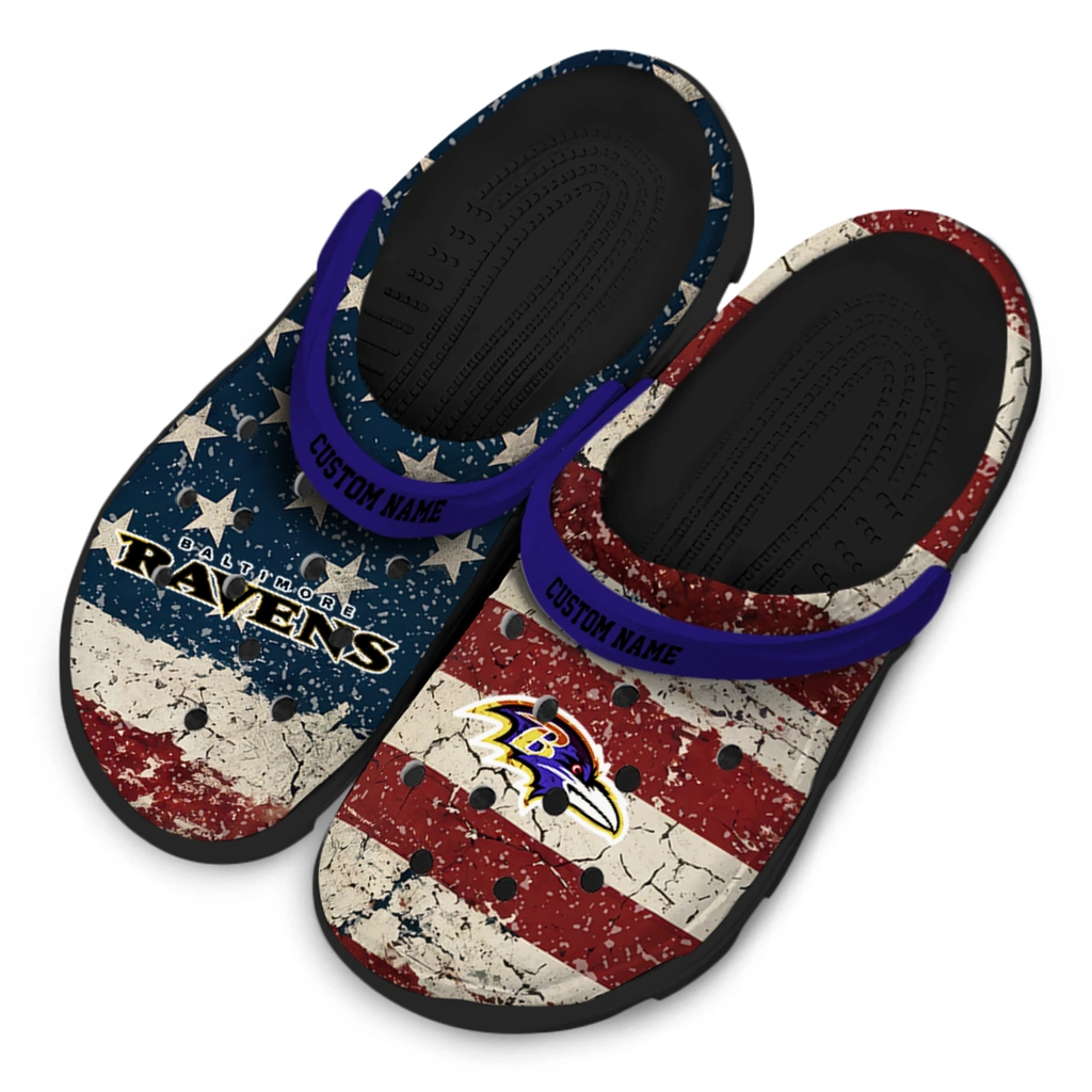 baltimore-ravens-clog-customized-distressed-stripes-purple-red-blue-latest-model.webp