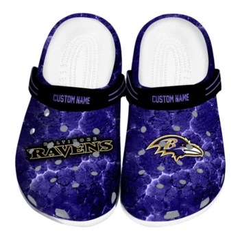 Baltimore Ravens Clogs - Personalized Cracked Energy Purple Black
