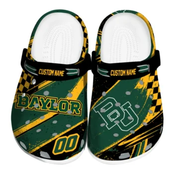 Baylor Bears Clogs - Custom Checkered Streaks Green Black