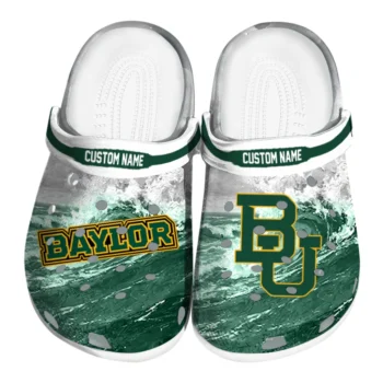 Baylor Bears Clogs - Custom Wave Swirl Green White