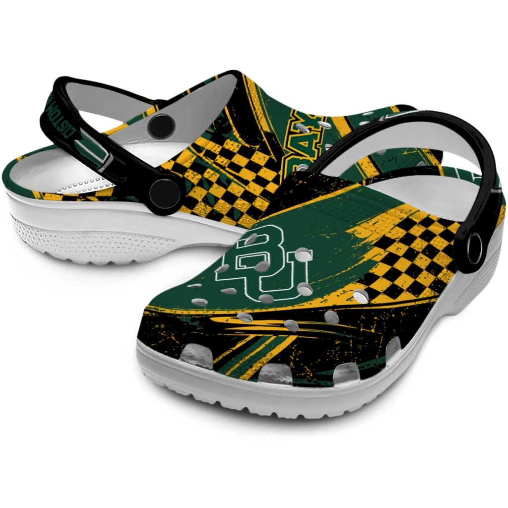 Baylor Bears Clogs - Customized Circuit Geometry Green Black 3