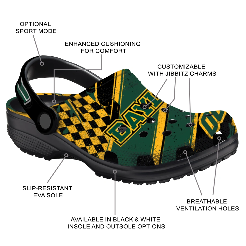 Baylor Bears Clogs - Customized Circuit Geometry Green Black 5