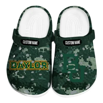 Baylor Bears Clogs - Customized Digital Camo Green