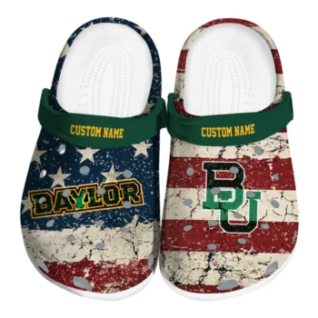 Baylor Bears Clogs - Customized Distressed Stripes Green Red Blue