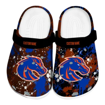 Boise State Broncos Clogs - Custom Splatter Splash Orange Black