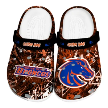 Boise State Broncos Clogs - Customized Graffiti Burst Orange Black