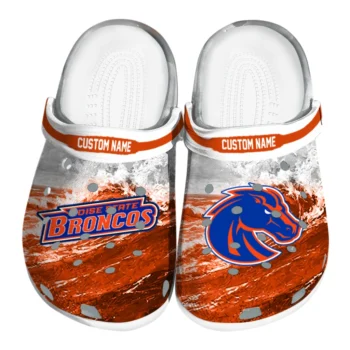 Boise State Broncos Clogs - Customized Wave Swirl Orange White