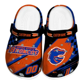 Boise State Broncos Clogs - Personalized Circuit Geometry Orange Black