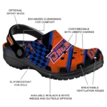 Boise State Broncos Clogs – Customized Checkered Streaks Orange Black 1