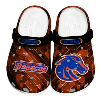 Boise State Broncos Clogs - Personalized Circuit Geometry Orange Black
