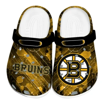 Boston Bruins Clogs - Custom Circuit Geometry Gold Black