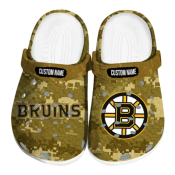 Boston Bruins Clogs - Custom Digital Camo Gold