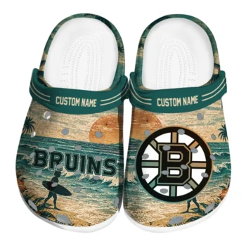 Boston Bruins Clogs - Customized Wave Scene Fir Green