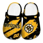 Boston Bruins Clogs - Personalized Checkered Streaks Gold Black 1 boston-bruins-clog-personalized-checkered-streaks-gold-black-best-selling.webp