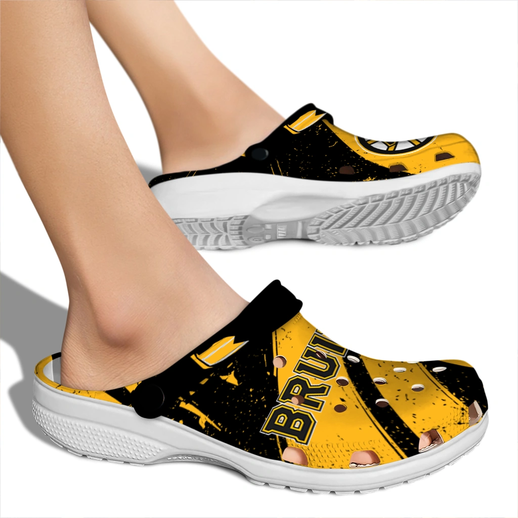 boston-bruins-clog-personalized-checkered-streaks-gold-black-fashion-forward.webp