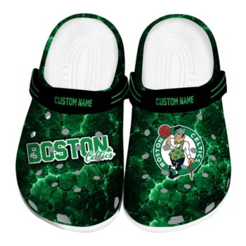 Boston Celtics Clogs - Custom Cracked Energy Green Black