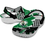 Boston Celtics Clogs – Customized Checkered Streaks Green Black 1