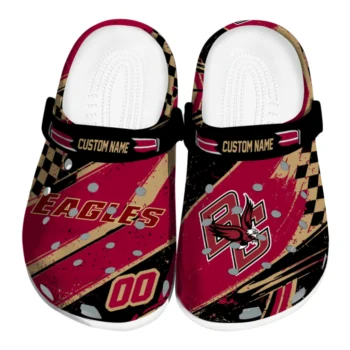 Boston College Eagles Clogs - Custom Checkered Streaks Maroon Black