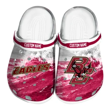 Boston College Eagles Clogs - Custom Wave Swirl Maroon White