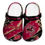 Boston College Eagles Clogs - Custom Checkered Streaks Maroon Black 1 Boston College Eagles Clogs – Custom Checkered Streaks Maroon Black 1