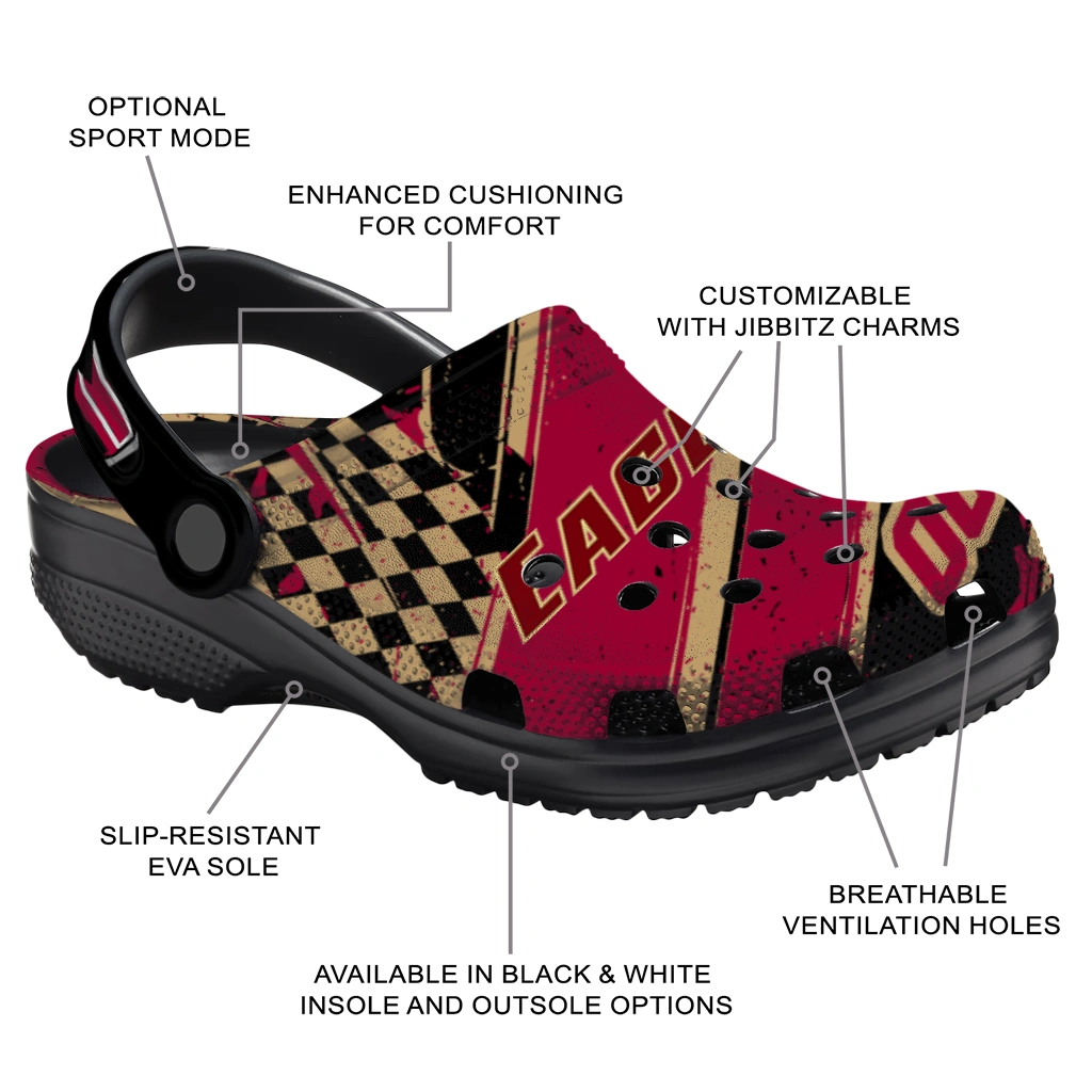 Boston College Eagles Clogs - Customized Circuit Geometry Maroon Black 5