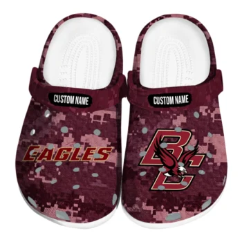 Boston College Eagles Clogs - Customized Digital Camo Maroon