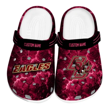 Boston College Eagles Clogs - Personalized Cracked Energy Maroon Black
