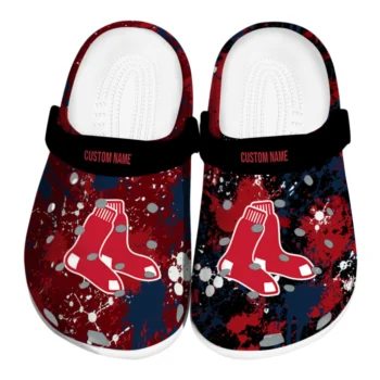 Boston Red Sox Clogs - Custom Splatter Splash Red Black