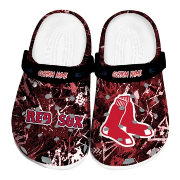 Boston Red Sox Clogs - Customized Graffiti Burst Red Black