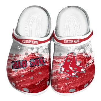 Boston Red Sox Clogs - Customized Wave Swirl Red White