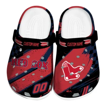 Boston Red Sox Clogs - Personalized Circuit Geometry Red Black