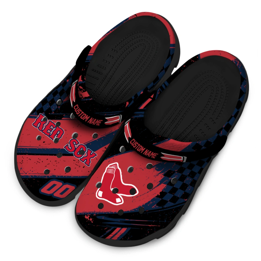 Boston Red Sox Clogs - Personalized Circuit Geometry Red Black 4
