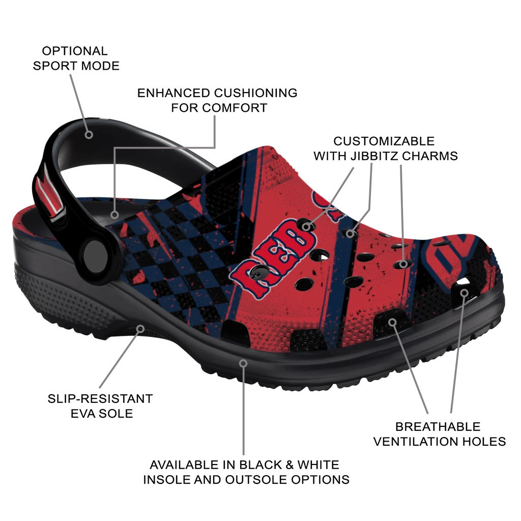 Boston Red Sox Clogs - Personalized Circuit Geometry Red Black 5