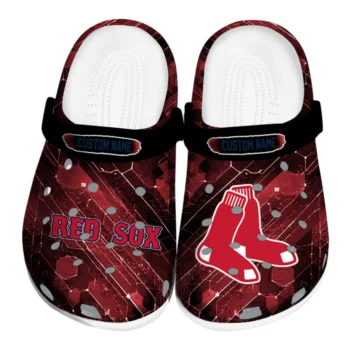 Boston Red Sox Clogs - Personalized Circuit Geometry Red Black