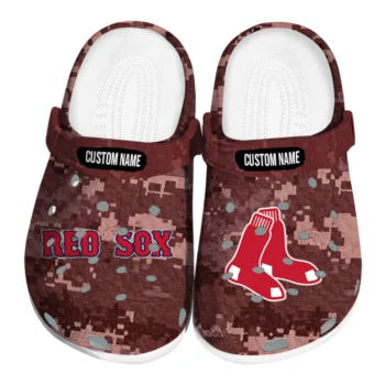 Boston Red Sox Clogs - Personalized Digital Camo Red