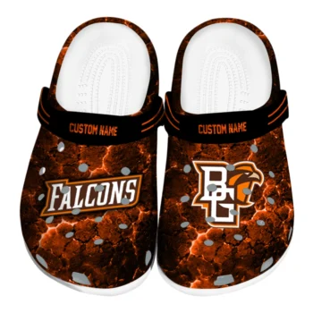 Bowling Green Falcons Clogs - Custom Cracked Energy Orange Black