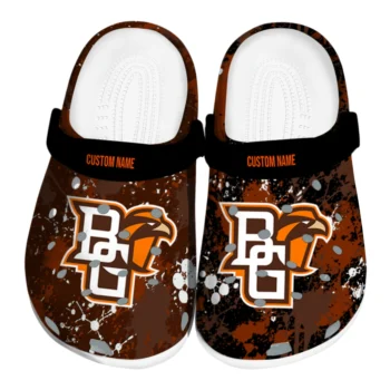 Bowling Green Falcons Clogs - Custom Splatter Splash Orange Black